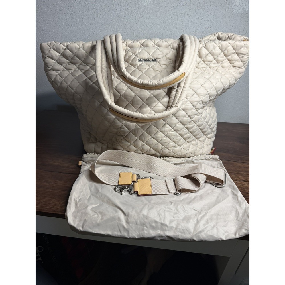 MZ Wallace Large beige/buff Metro Tote Deluxe with strap and 2 Pouches